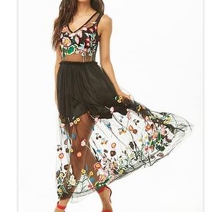 Sheer Embroidered Maxi Dress